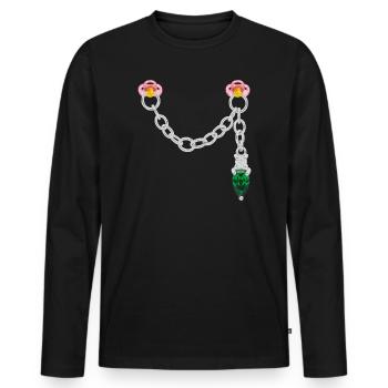 Connecteur argenté - T-shirt manches longues Premium bio Homme - noir - Devant - Nico (187cm)