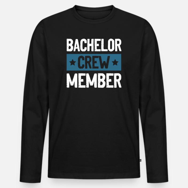 Bachelor Crew - Männer Premium Bio Langarmshirt - Schwarz