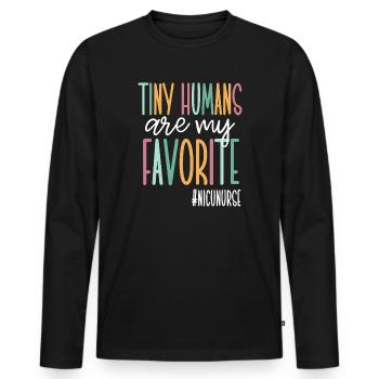 Winzige Menschen sind meine Favoriten - Männer Premium Bio Langarmshirt - Schwarz - Vorne - Nico (187cm)