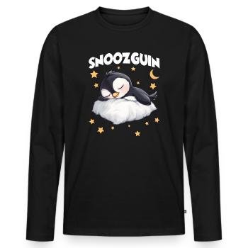 Snoozguin Penguin Pyjama Matinal Fatigué - T-shirt manches longues Premium bio Homme - noir - Devant - Nico (187cm)