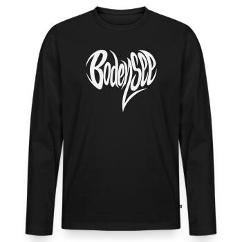 Lake Constance Flowing Lettering - Men's Premium Organic Long Sleeve Shirt - black - Front - Nico (187cm)