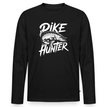 Hecht Angler - Männer Premium Bio Langarmshirt - Schwarz - Vorne - Nico (187cm)