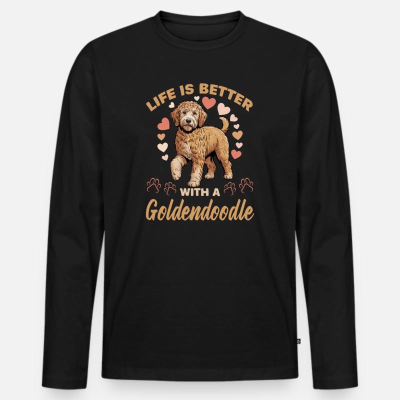 Goldendoodle Dog Breed - Männer Premium Bio Langarmshirt - Schwarz