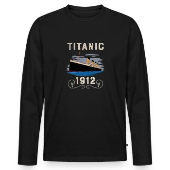 Titanic Vintage Design Titanic Expert Titanic Boys - Men's Premium Organic Long Sleeve Shirt - black - Front - Nico (187cm)