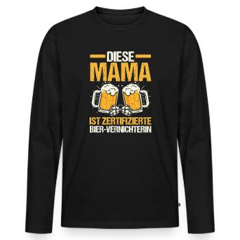 Bier Bierliebhaberin Mutter Mama - Männer Premium Bio Langarmshirt - Schwarz - Vorne - Nico (187cm)