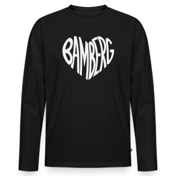 Bamberg Heart Typo - Men's Premium Organic Long Sleeve Shirt - black - Front - Nico (187cm)