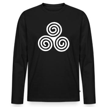 Triskele blanc - T-shirt manches longues Premium bio Homme - noir - Devant - Nico (187cm)
