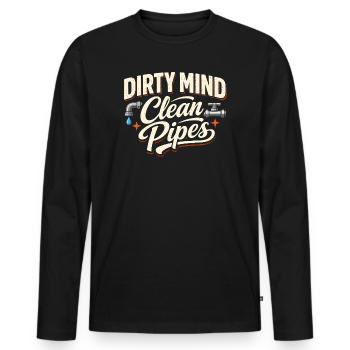 Dirty Thoughts | Sewer cleaning - Men's Premium Organic Long Sleeve Shirt - black - Front - Nico (187cm)