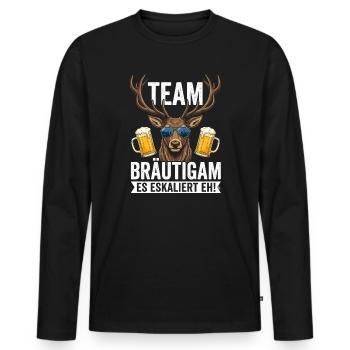 Team Bräutigam Es Eskaliert Eh - Männer Premium Bio Langarmshirt - Schwarz - Vorne - Nico (187cm)
