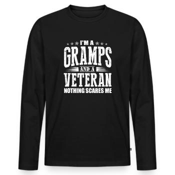 Gramps and Veteran Fearless Motto - Men's Premium Organic Long Sleeve Shirt - black - Front - Nico (187cm)