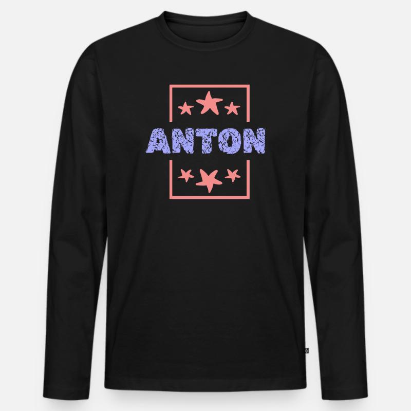 Anton - Männer Premium Bio Langarmshirt - Schwarz
