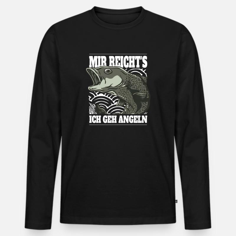 Angeln Spruch - Männer Premium Bio Langarmshirt - Schwarz