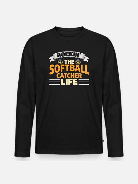 Rockin The Softball Catcher Life Player - Men's Premium Organic Long Sleeve Shirt - black