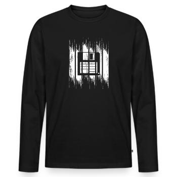 Diskette Zeichnung - Männer Premium Bio Langarmshirt - Schwarz - Vorne - Nico (187cm)