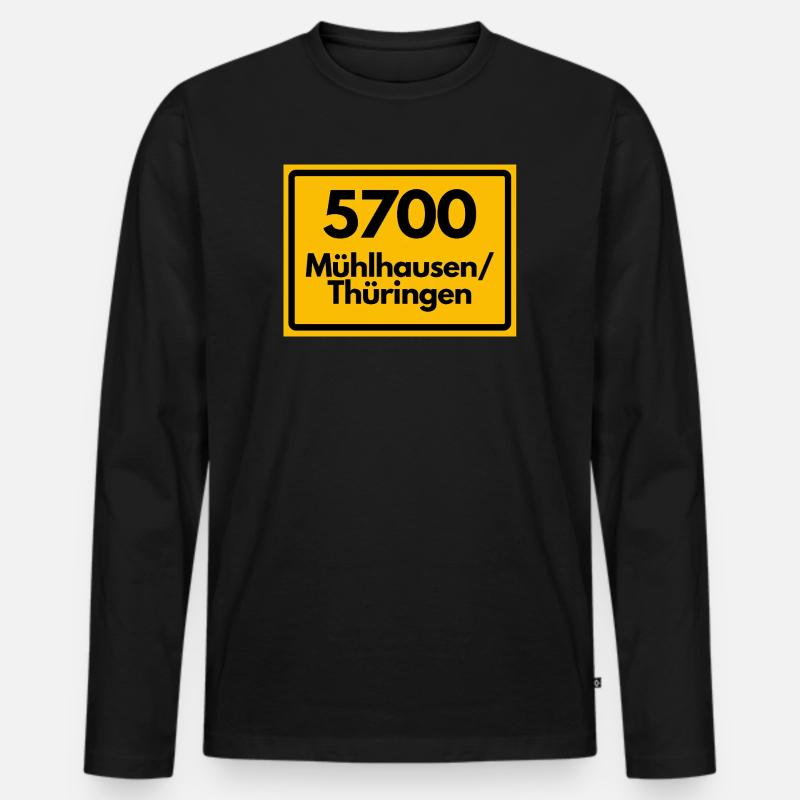 OLD POSTCODE 5700 MÜHLHAUSEN THURINGIA - Men's Premium Organic Long Sleeve Shirt - black