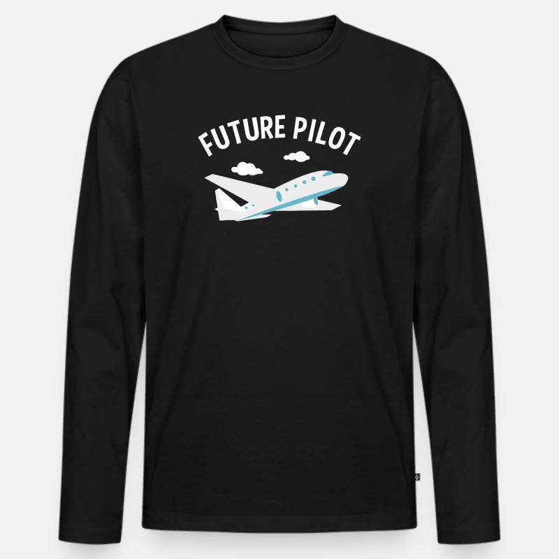 Zukünftiger Pilot Tee - Männer Premium Bio Langarmshirt - Schwarz