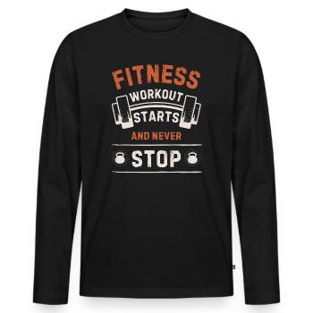 Fitness: Starts and Never Stop - T-shirt manches longues Premium bio Homme - noir - Devant - Nico (187cm)