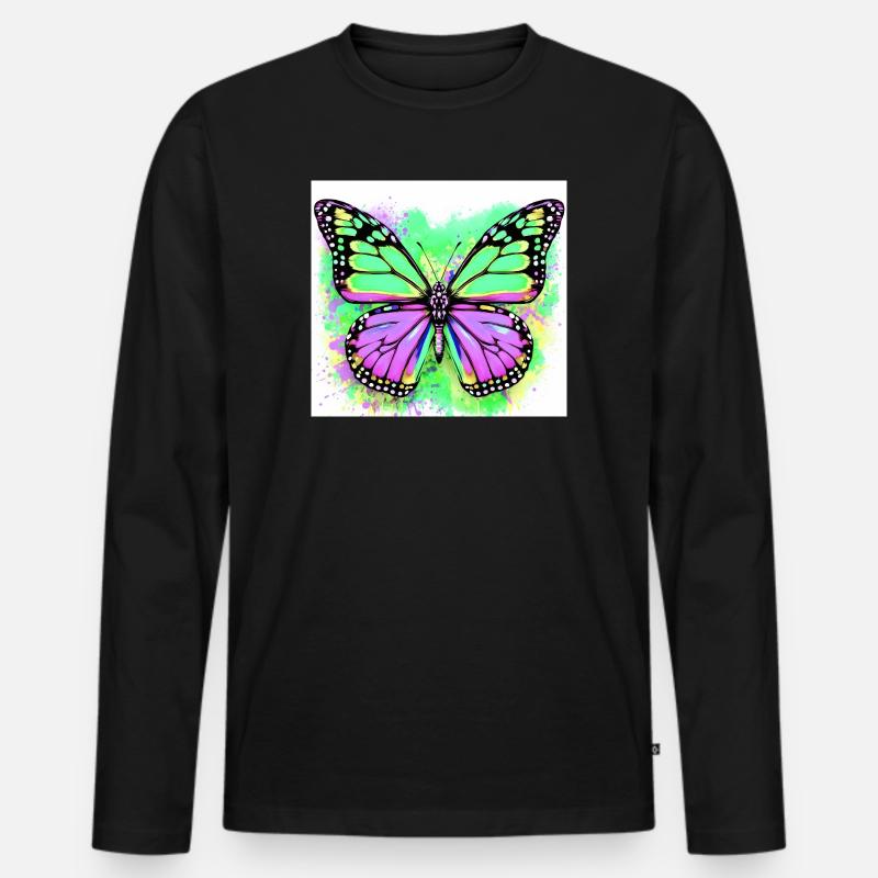 Schmetterling - Männer Premium Bio Langarmshirt - Schwarz