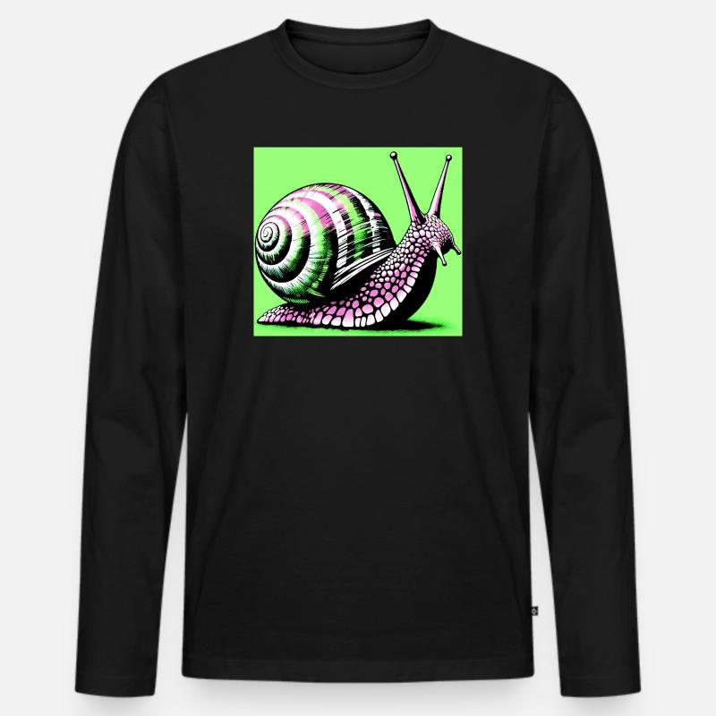 Schnecke - Männer Premium Bio Langarmshirt - Schwarz