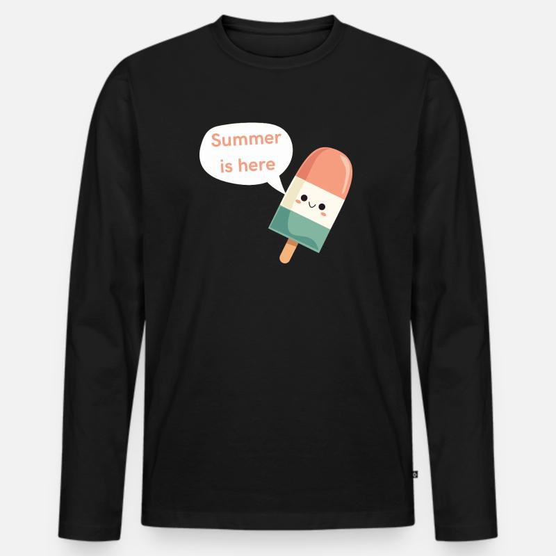Der Sommer ist da - Männer Premium Bio Langarmshirt - Schwarz