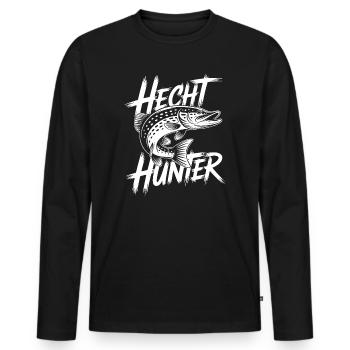 Hecht Angler - Männer Premium Bio Langarmshirt - Schwarz - Vorne - Nico (187cm)