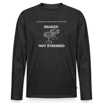 Shaken Nicht Gestresst - Männer Premium Bio Langarmshirt - Anthrazit meliert - Vorne - Nico (187cm)