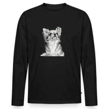 Chihuahua with Butterfly Dog Motif - Men's Premium Organic Long Sleeve Shirt - black - Front - Nico (187cm)