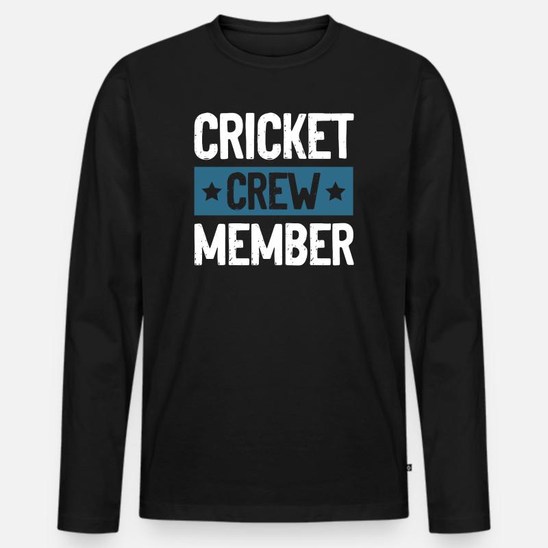 Cricket Crew - Männer Premium Bio Langarmshirt - Schwarz