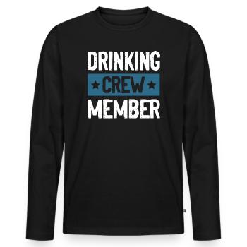Drinking Crew - Männer Premium Bio Langarmshirt - Schwarz - Vorne - Nico (187cm)