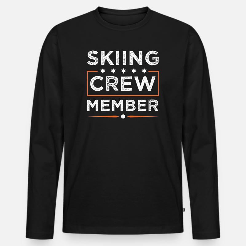 Skiing Crew - Männer Premium Bio Langarmshirt - Schwarz