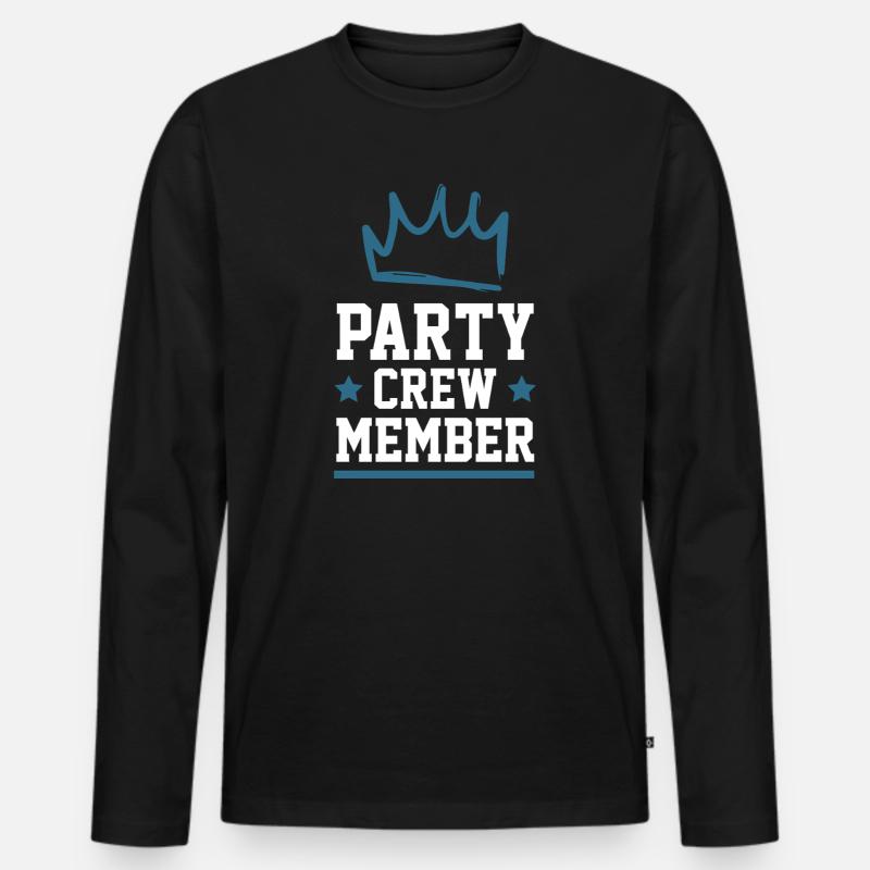 Party Crew - Männer Premium Bio Langarmshirt - Schwarz