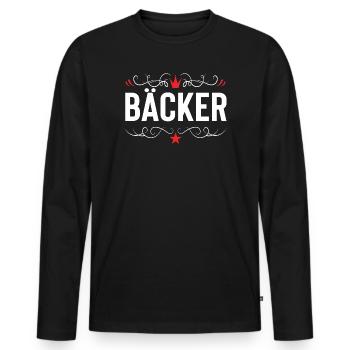 Métier de boulanger - T-shirt manches longues Premium bio Homme - noir - Devant - Nico (187cm)