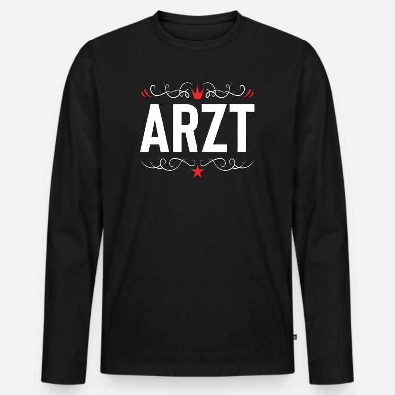 Arzt Beruf - Männer Premium Bio Langarmshirt - Schwarz