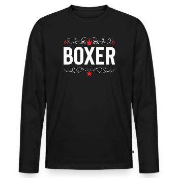 Boxer Boxen Sport - Männer Premium Bio Langarmshirt - Schwarz - Vorne - Nico (187cm)