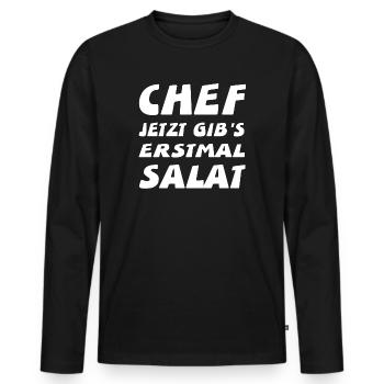 Chef - Männer Premium Bio Langarmshirt - Schwarz - Vorne - Nico (187cm)