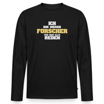 Arbeit Forscher - Männer Premium Bio Langarmshirt - Schwarz - Vorne - Nico (187cm)