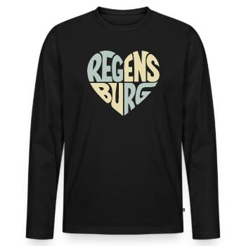 Regensburg Heart Design - Men's Premium Organic Long Sleeve Shirt - black - Front - Nico (187cm)