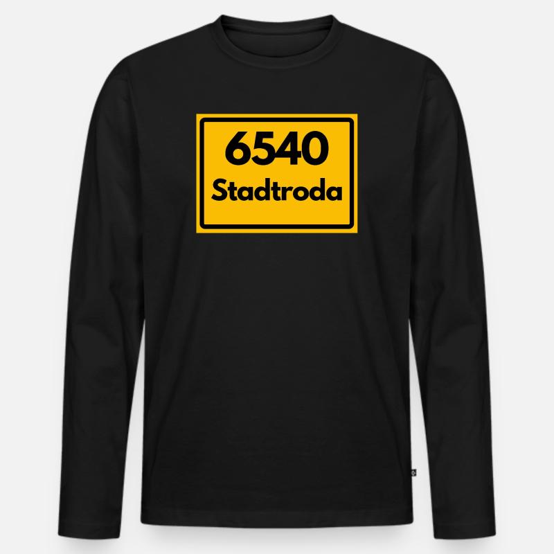Alte Postleitzahl 6540 Stadtroda | DDR - Männer Premium Bio Langarmshirt - Schwarz