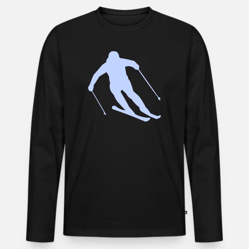 Winterschuss Skifahrer Silhouette - Männer Premium Bio Langarmshirt - Schwarz