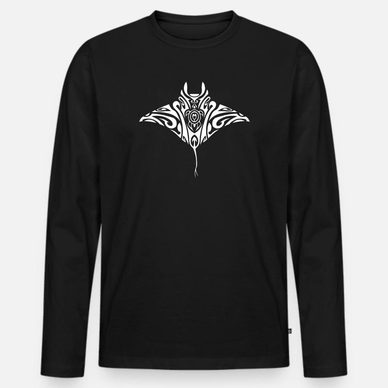 Raie_manta-2-weiß - Männer Premium Bio Langarmshirt - Schwarz