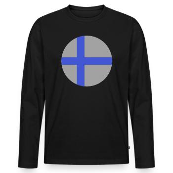 Runde finnische Flagge - Männer Premium Bio Langarmshirt - Schwarz - Vorne - Nico (187cm)