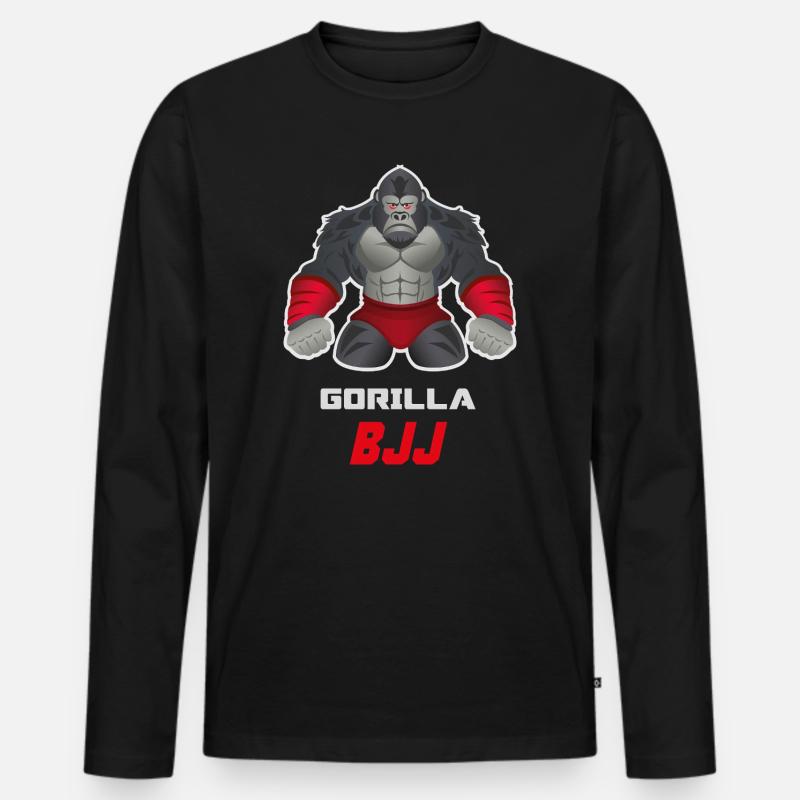 Gorilla BJJ Grappling Beast Design - Männer Premium Bio Langarmshirt - Schwarz