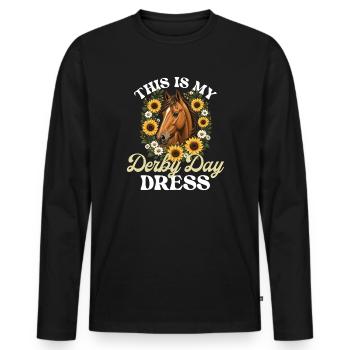 Voici mon humour de course de chevaux de cérémonie - T-shirt manches longues Premium bio Homme - noir - Devant - Nico (187cm)