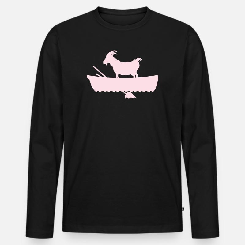 G.O.A.T. Ziege im Boot rosa - Männer Premium Bio Langarmshirt - Schwarz