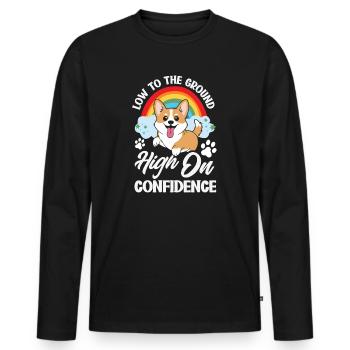 Short Legs, Tall Setting, Corgi - Men's Premium Organic Long Sleeve Shirt - black - Front - Nico (187cm)