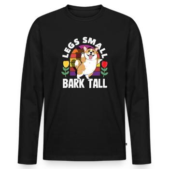 Short Legs, Tall Setting, Corgi - Men's Premium Organic Long Sleeve Shirt - black - Front - Nico (187cm)