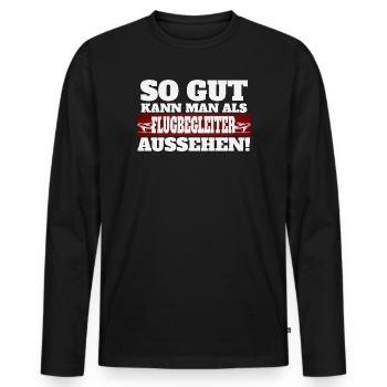 So gut kann man als flugbegleiter aussehen - Männer Premium Bio Langarmshirt - Schwarz - Vorne - Nico (187cm)