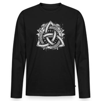 Triquetra - Éternité et Trinité - T-shirt manches longues Premium bio Homme - noir - Devant - Nico (187cm)
