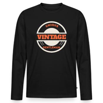 Unique Vintage Gentleman Badge - Men's Premium Organic Long Sleeve Shirt - black - Front - Nico (187cm)