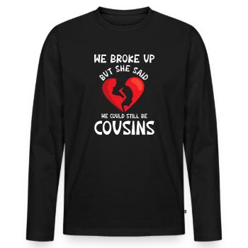 Breakup Cousins Heart Graphic Tee - Men's Premium Organic Long Sleeve Shirt - black - Front - Nico (187cm)